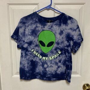 Blue Tie-Dye Alien Graphic Women's Tee